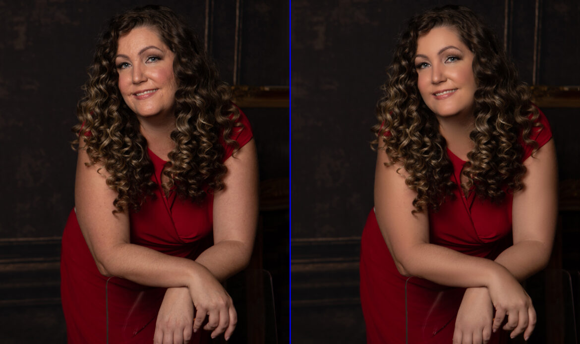 Wrinkles, spots, and distractions removed from image using expert retouching